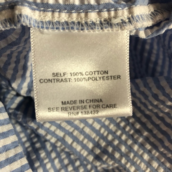 Women's Modcloth Blue/White Pin Stripe Seer Sucker Tank Top With Bow. Size Small - Picture 13 of 16